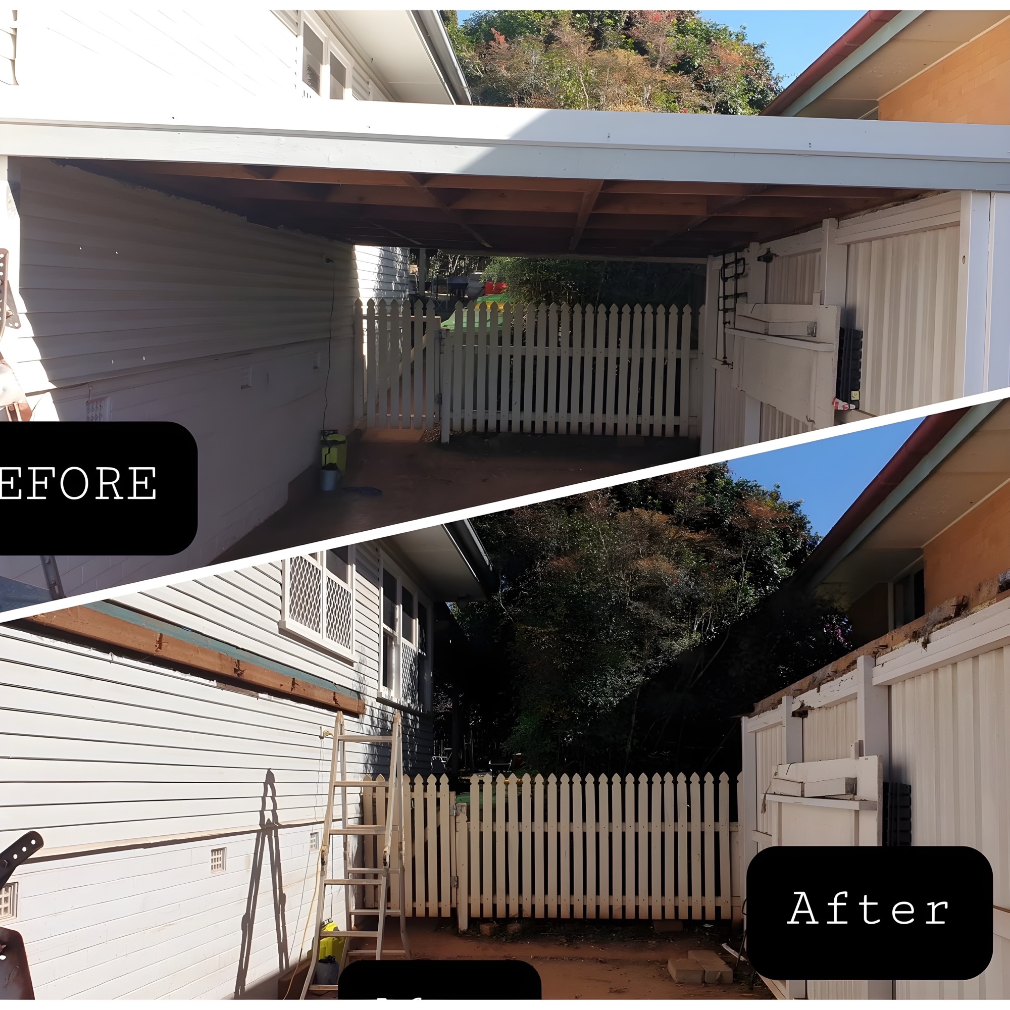 Carport clean-out in Toowoomba by LKB Domestic, before and after